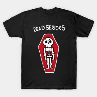 Dead Serious Skeleton In A Coffin (White) T-Shirt